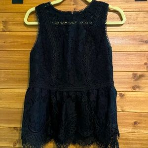 White House Black Market Sleeveless Lace Peplum Blouse